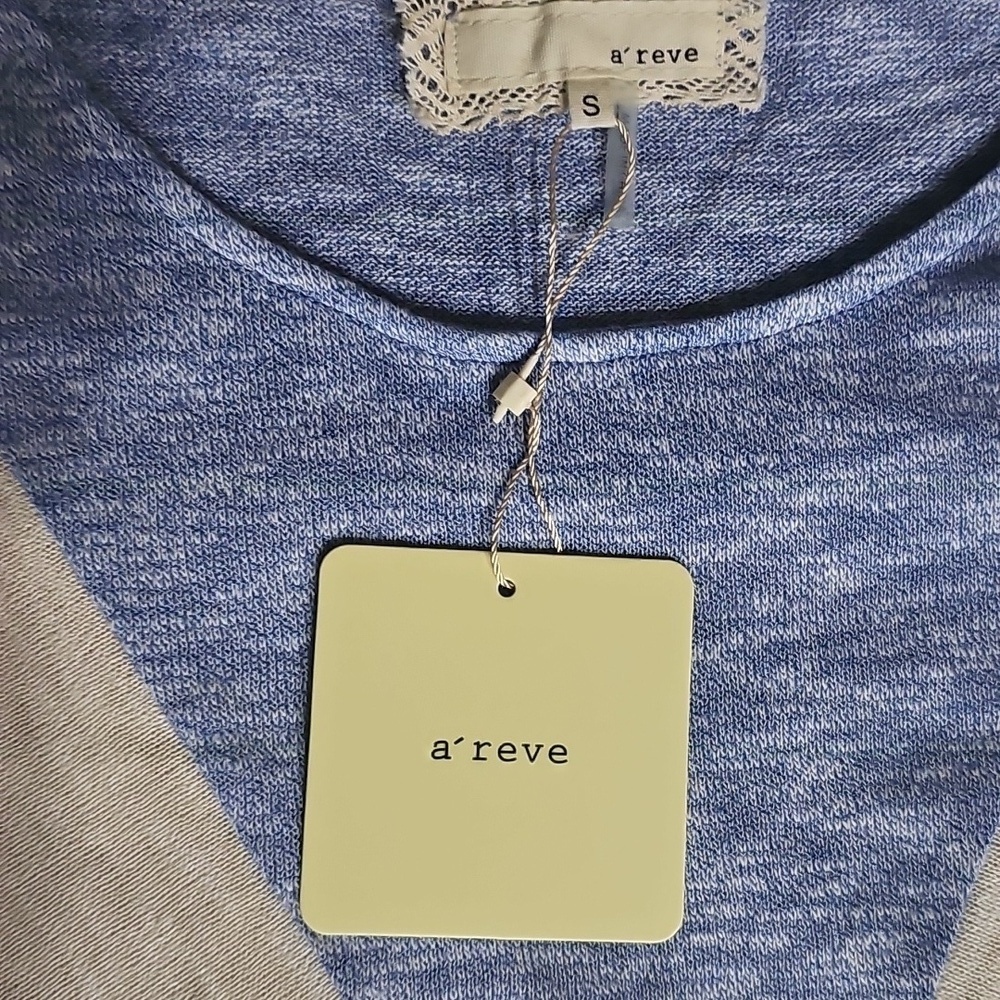 A'reve Womens Chevron V Long Sleeve T Shirt With Ruffle Lace Hem - Picture 3 of 3
